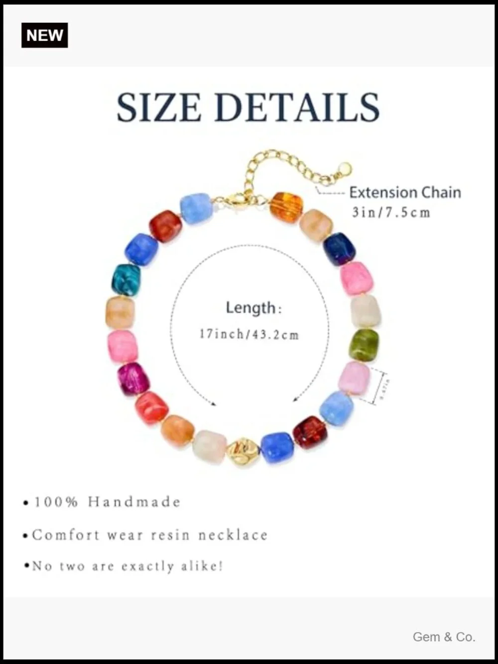 Chunky Beaded Necklace, Trendy Boho Statement Choker, Resin Acrylic Big Beads,
